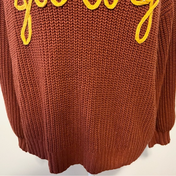 Holiday Thanksgiving Pullover Sweater with Spellout on Front. Rust Orange.Size S - Picture 3 of 6